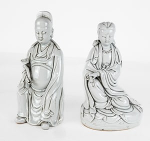 Two Chinese Blanc de Chine Porcelain Figures