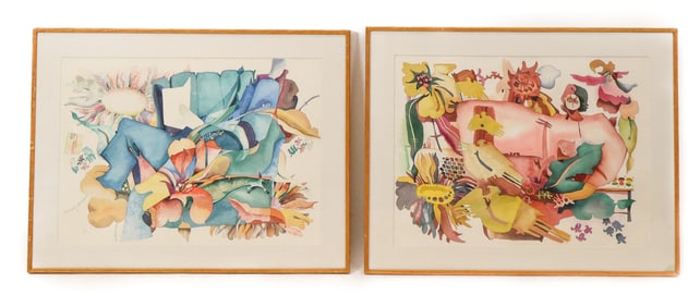 Claude PONSOT: 2 Abstract Watercolors