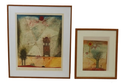 Rene CARCAN: 2 Surrealist Aquatint Etchings