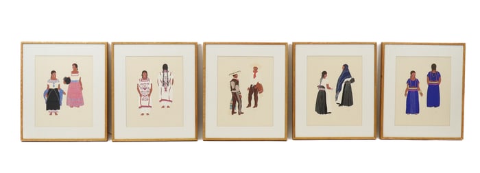 Carlos MERIDA: "Mexican Costume" - 5 Prints