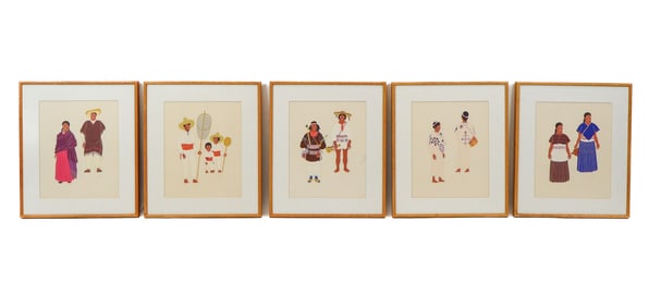 Carlos MERIDA: "Mexican Costume" - 5 Prints