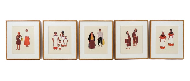 Carlos MERIDA: "Mexican Costume" - 5 Prints