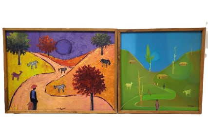 Calixte HENRI: 2 Haitian Landscape Paintings