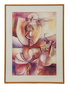 J.S. MOKGOSI: African Figures - Pastel