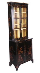 Antique Chinoiserie-Decorated 3-Section Cabinet