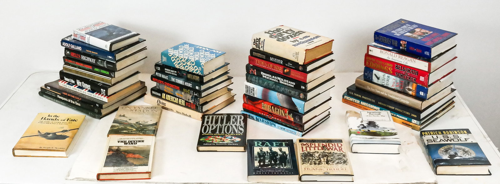 BOOKS: Collection of Politics And War Books, 64+: Collection of over 64 books, including picture books of fighters, Navy, Air Force, Reagan, novels, and more.