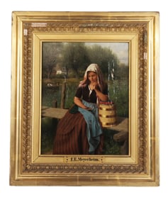 Friedrich Eduard MEYERHEIM Seated Woman Oil Ptg.