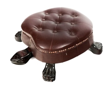 Turtle-Form Tufted Upholstered Stool
