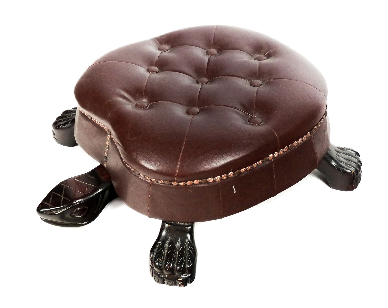 Turtle-Form Tufted Upholstered Stool (1 of 11)