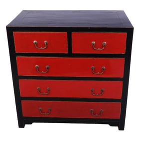 Asian Black & Red Painted Chest