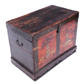 Asian Painted And Decorated Trunk