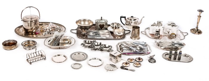Group of Silver Plate & Assorted Metal, 50+