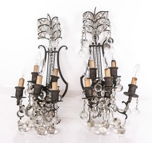 Regency-Style Lyre-Form Sconces, 2