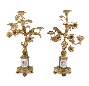 Pair of French Cherub Candelabra