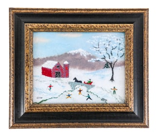John SHAW: "Winter Fun" Painting On Enamel