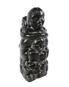 Inuit Sculpture Of A Mother With Two Children