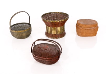 Four Small Japanese and Other Woven Baskets