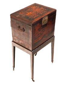 Antique Chinese Inlaid Box On Stand