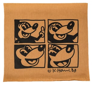 Keith HARING Signed Print of Mickey Mouse
