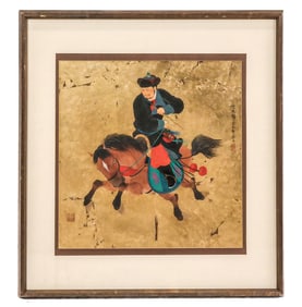 Mou-Sien TSENG: Horse & Rider - Acrylic/Gold Leaf