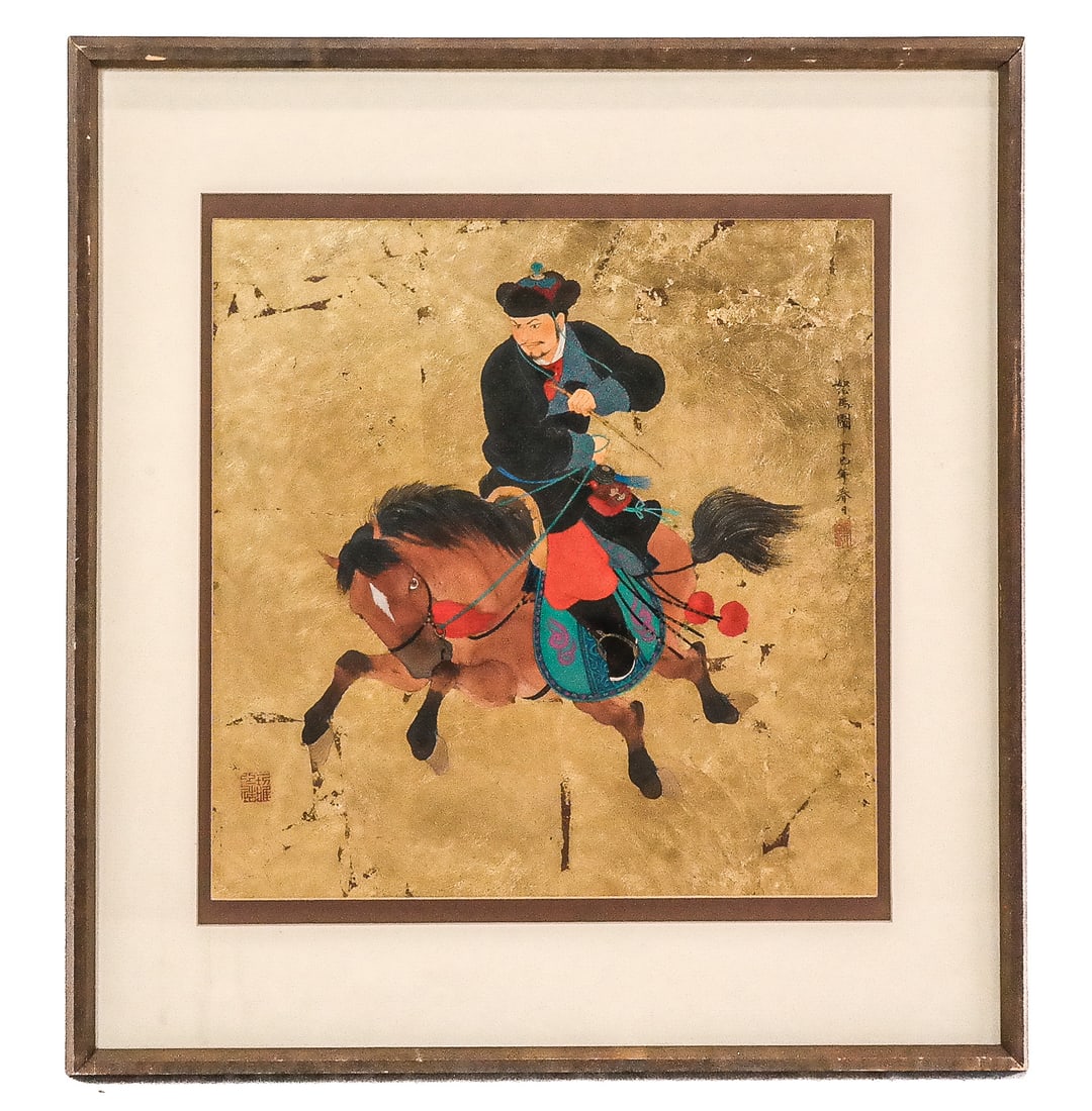 Mou-Sien TSENG: Horse & Rider - Acrylic/Gold Leaf (1 of 8)