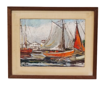 George SCHWACHA: Sailboats - Oil on Board