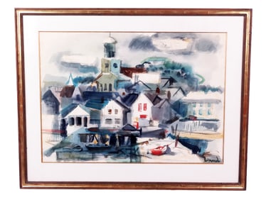 Watercolor Cityscape, Signed