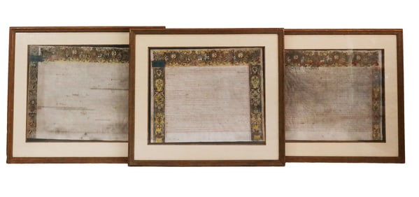 Group of 3 Antique Framed Manuscripts