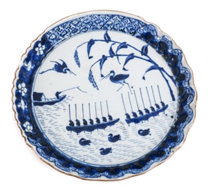 Chinese Qing Dynasty Blue & White Porcelain Plate