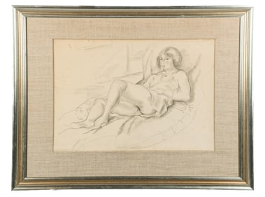 Emil GANSO Graphite of a Reclining Nude