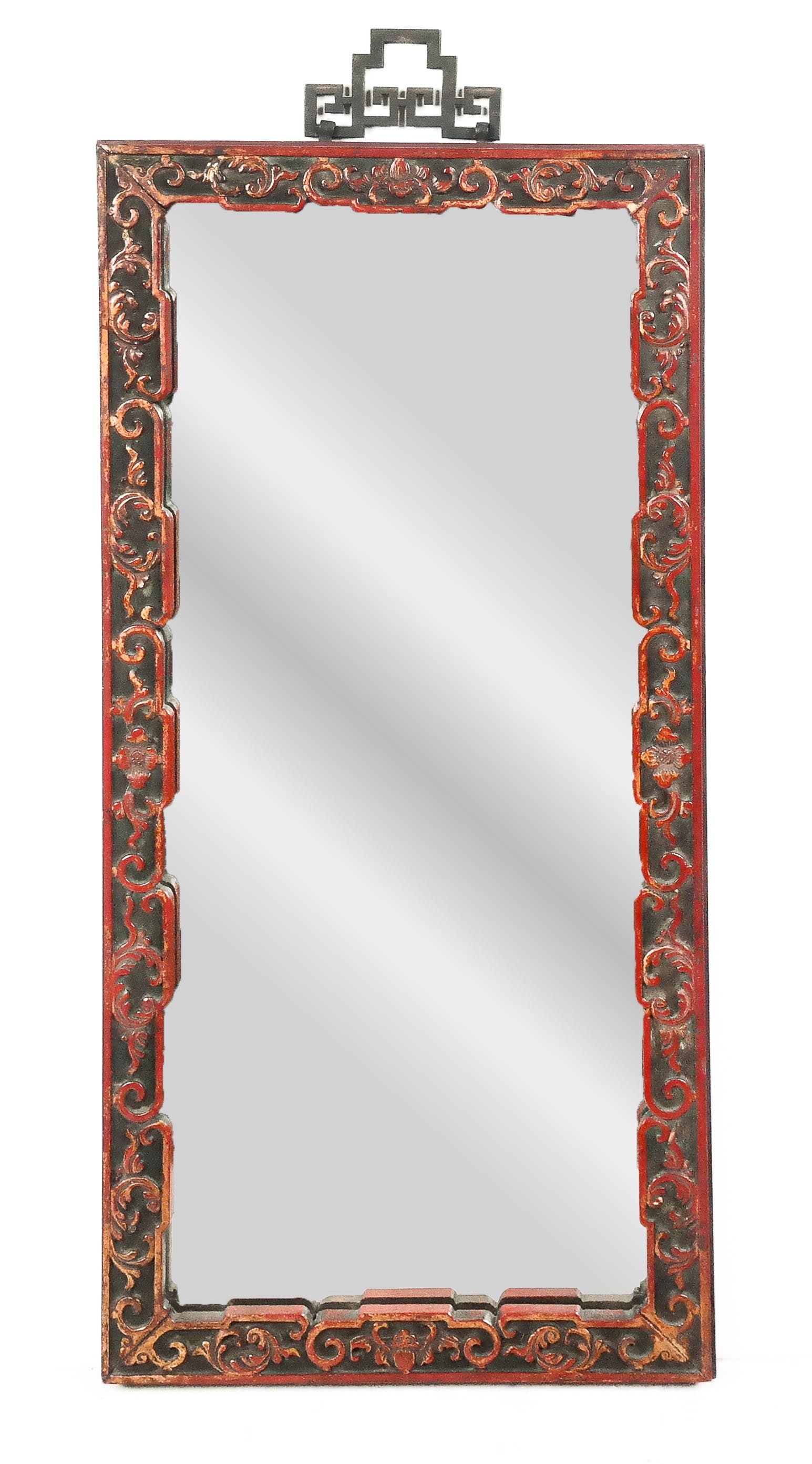 Chinese Faux Cinnabar Frame Mirror (1 of 7)