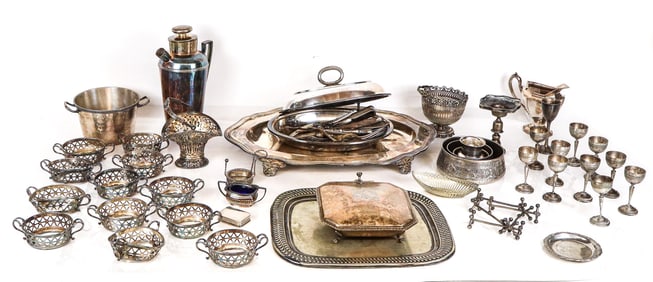 Misc. Group of Silver Plate and Metal Objects, 30+