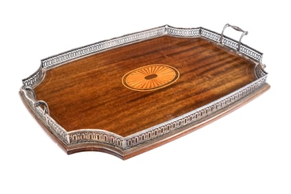 Tiffany & Co. Makers Sterling and Mahogany Tray