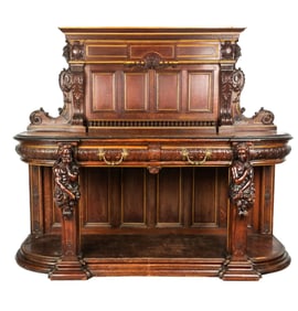 Victorian Allegorically Carved Oak Buffet