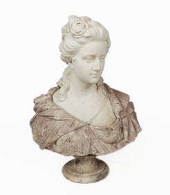Neoclassical Carved Polychrome Marble Bust
