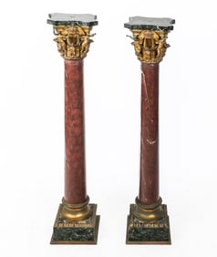 Marble & Bronze Mounted Neoclassical Pedestals, Pr