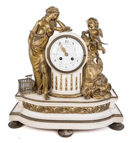Tiffany & Co. Louis XV Bronze Dore & Marble Clock