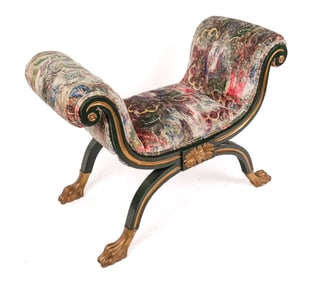 Regency Upholstered Curule Stool Window Seat