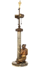 Art Deco Bronze and Marble Figural Lamp
