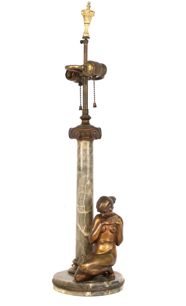 Art Deco Bronze and Marble Figural Lamp (1 of 16)