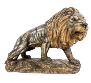 Carved Alabaster Sculpture of a Lion