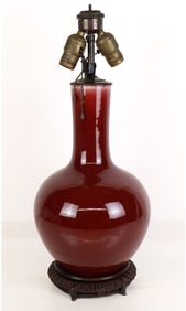 Chinese Sang de Beouf Vase Mounted as a Lamp