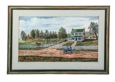 H.E. CULBERSON: Rural Scene - Oil On Paper