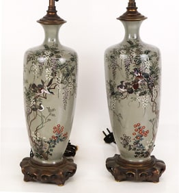 Pair of Japanese Cloisonne Vases Mounted as Lamps