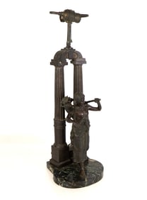 Andor RUFF Bronze and Green Marble Figural Lamp