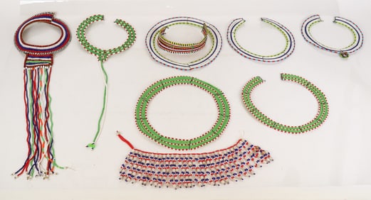 Collection of Maasai-Inspired Beaded Collars, 9