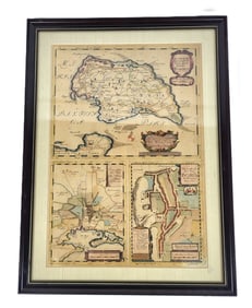 Framed Antique German Baltic Sea Islands Map