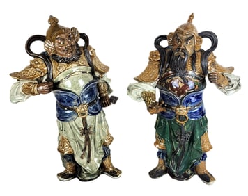 Pair Chinese Tang Style Stoneware Generals
