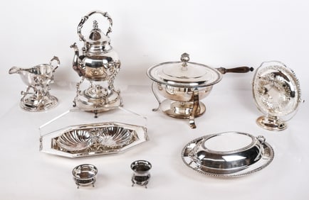 Group of Silver Plate Tablewares, 7+