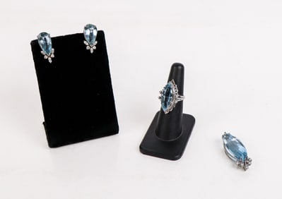 Aquamarine and Diamond Assembled Set, 4